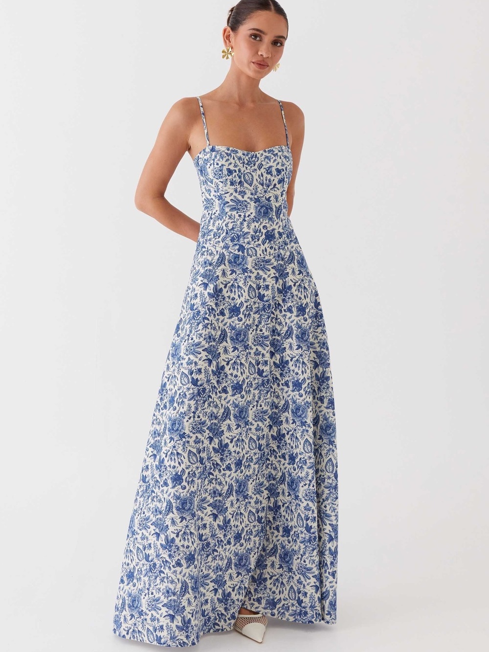 Peppermayo Blue and White Floral Maxi Dress